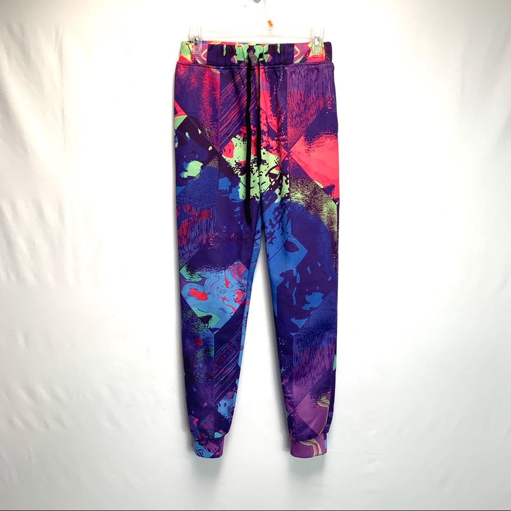 No Brand Colorful Neon Graphic Track Pants Art Paint Womens Joggers Sweatpants